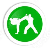 Green Logo of two kids karate fighters